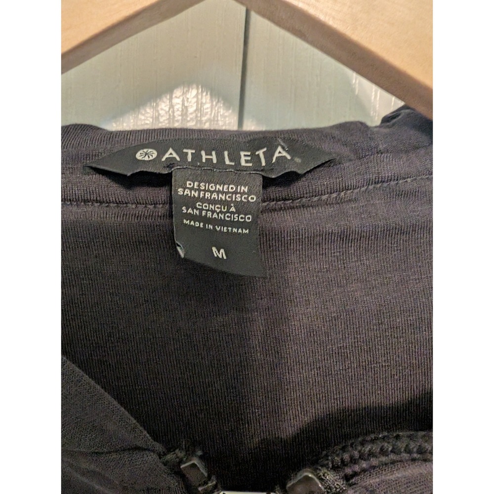 Athleta Seasoft Bubble Hem Hoodie L Black Full Zip Jacket Cropped - Picture 3 of 5